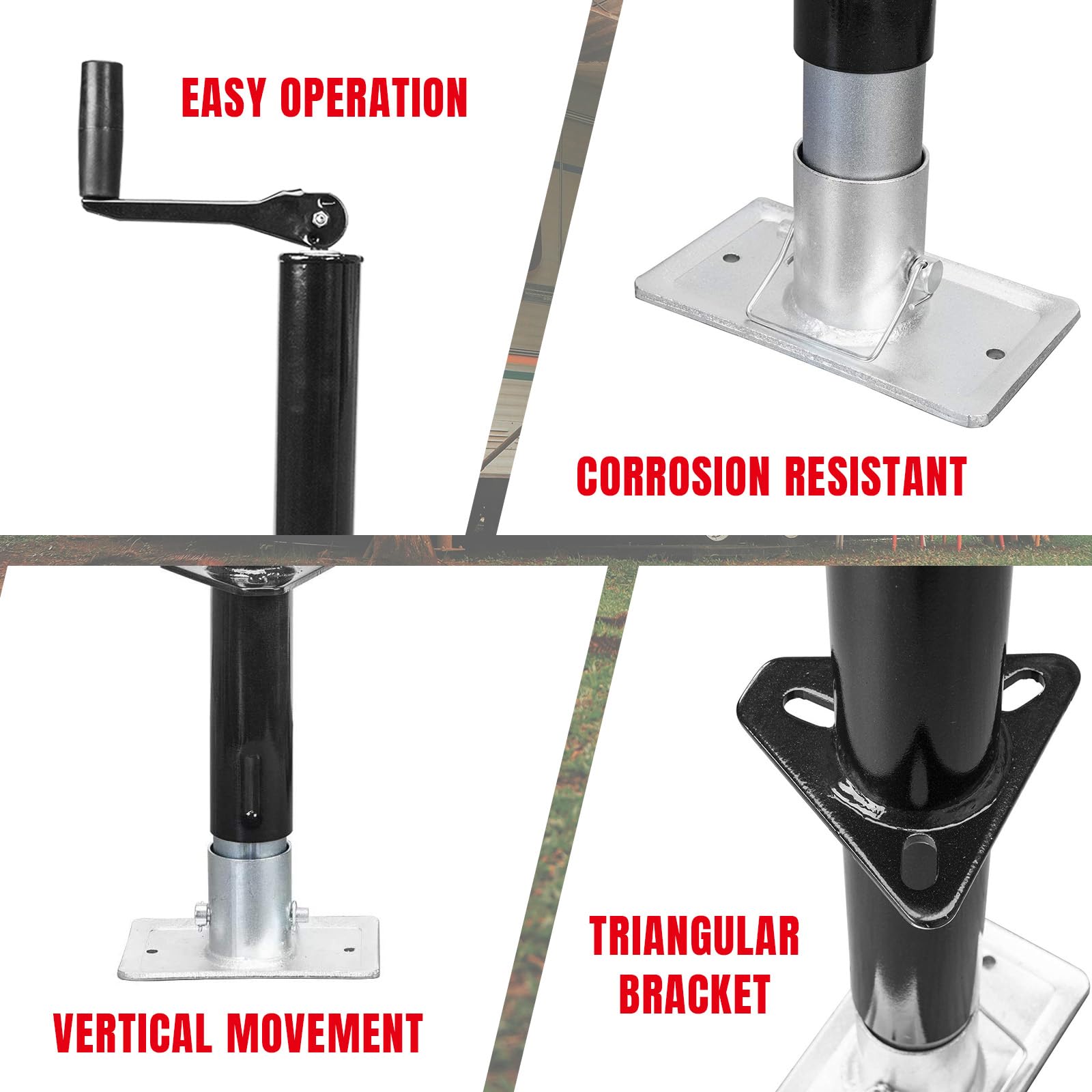 ROAD DAWG retracted and extended heights showing 10.5" to 24.75" travel for leveling