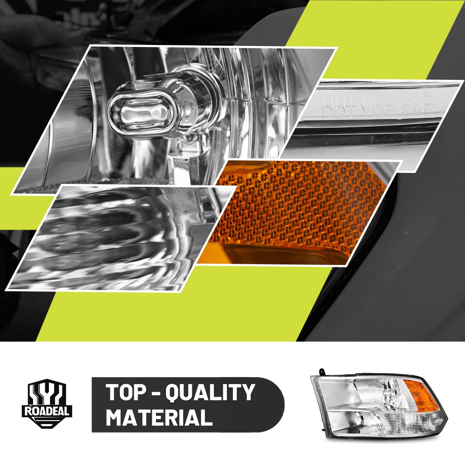 ROADEAL beam pattern projection illustrating improved road illumination performance