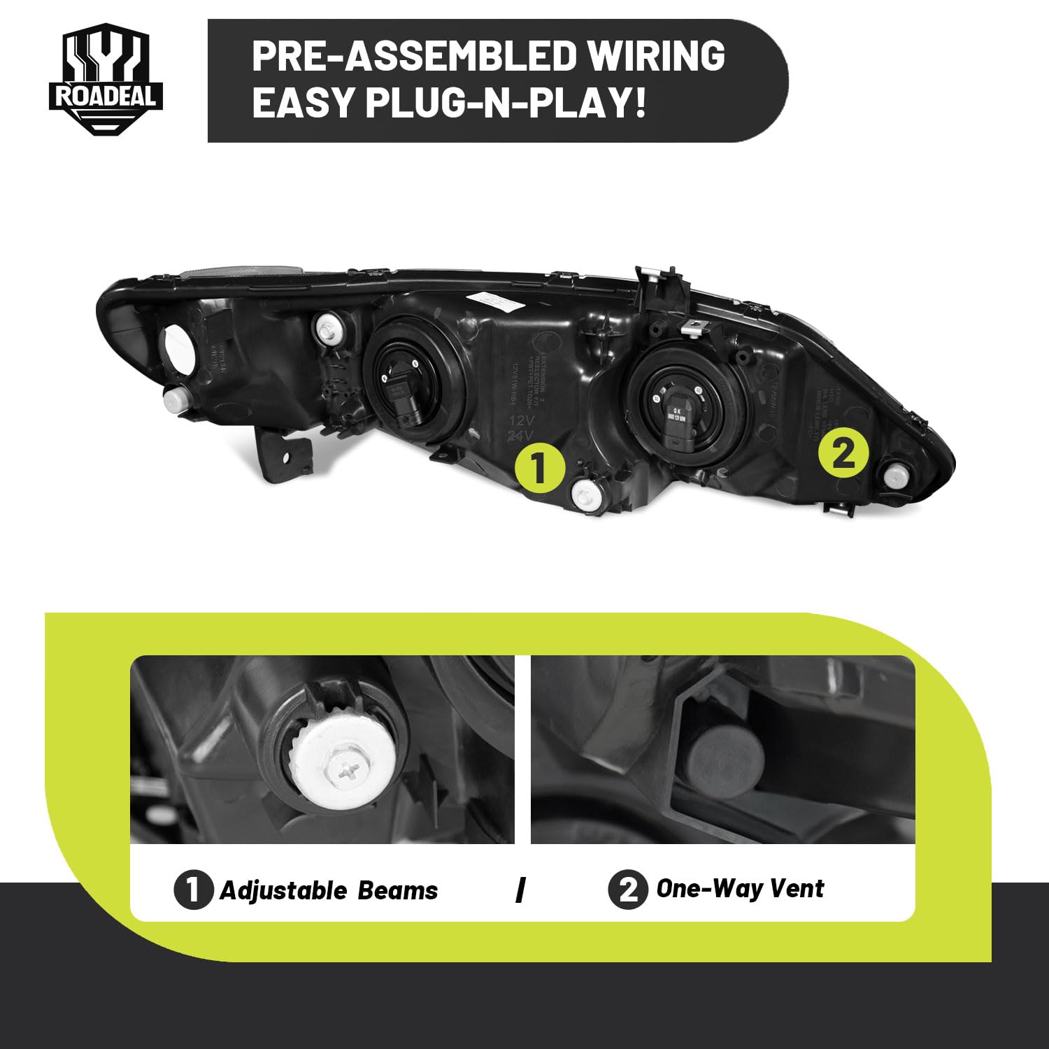 ROADEAL headlight installed on Civic at night boosting road visibility