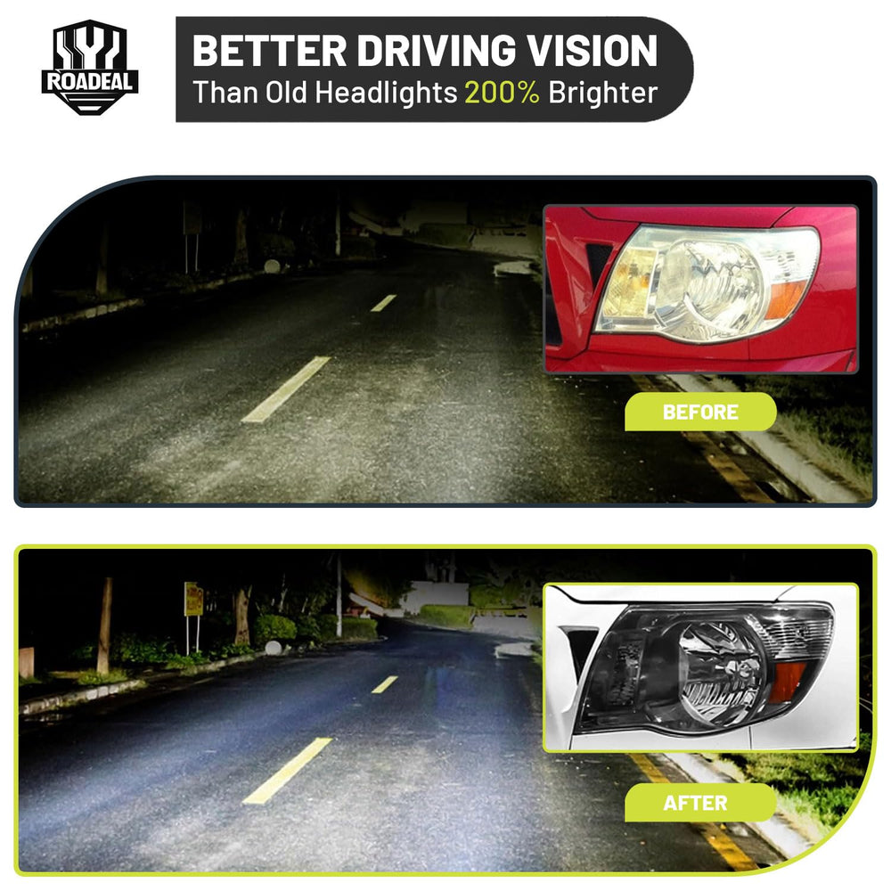 ROADEAL headlights installed on Tacoma demonstrating brighter road illumination
