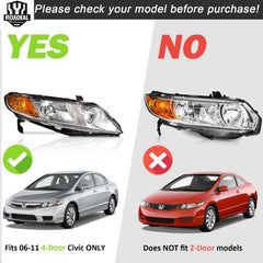 ROADEAL side profile highlighting mounting points for Honda Civic, ensures correct alignment