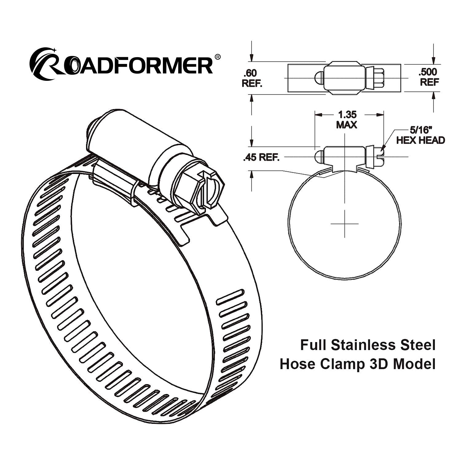 ROADFORMER clamp next to ruler showing 27–51mm size range