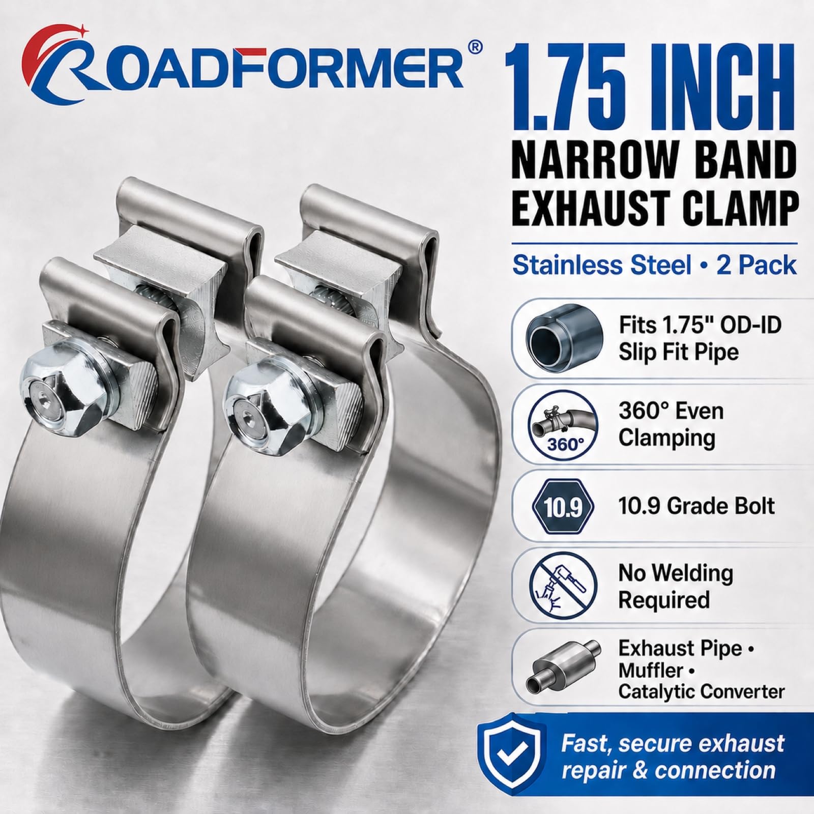 ROADFORMER close-up of stainless band and reaction block for even sealing