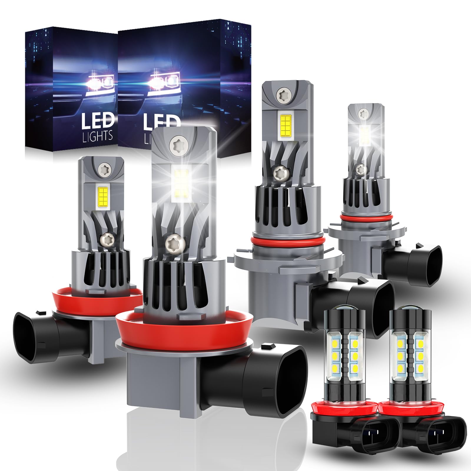 ROADLIT 6-pack front packaging showing all included bulbs and labels for easy selection