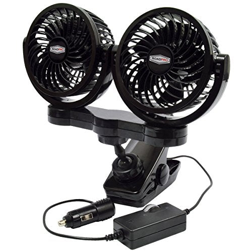 RoadPro fan heavy-duty clip closeup demonstrating secure mount and fast installation
