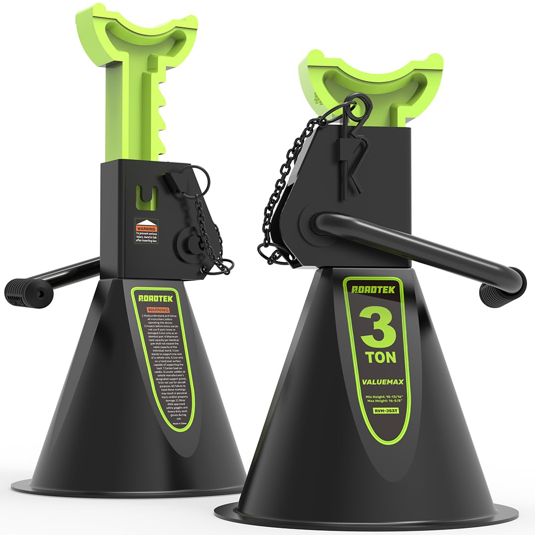 ROADTEK front view of both jack stands showing stable support