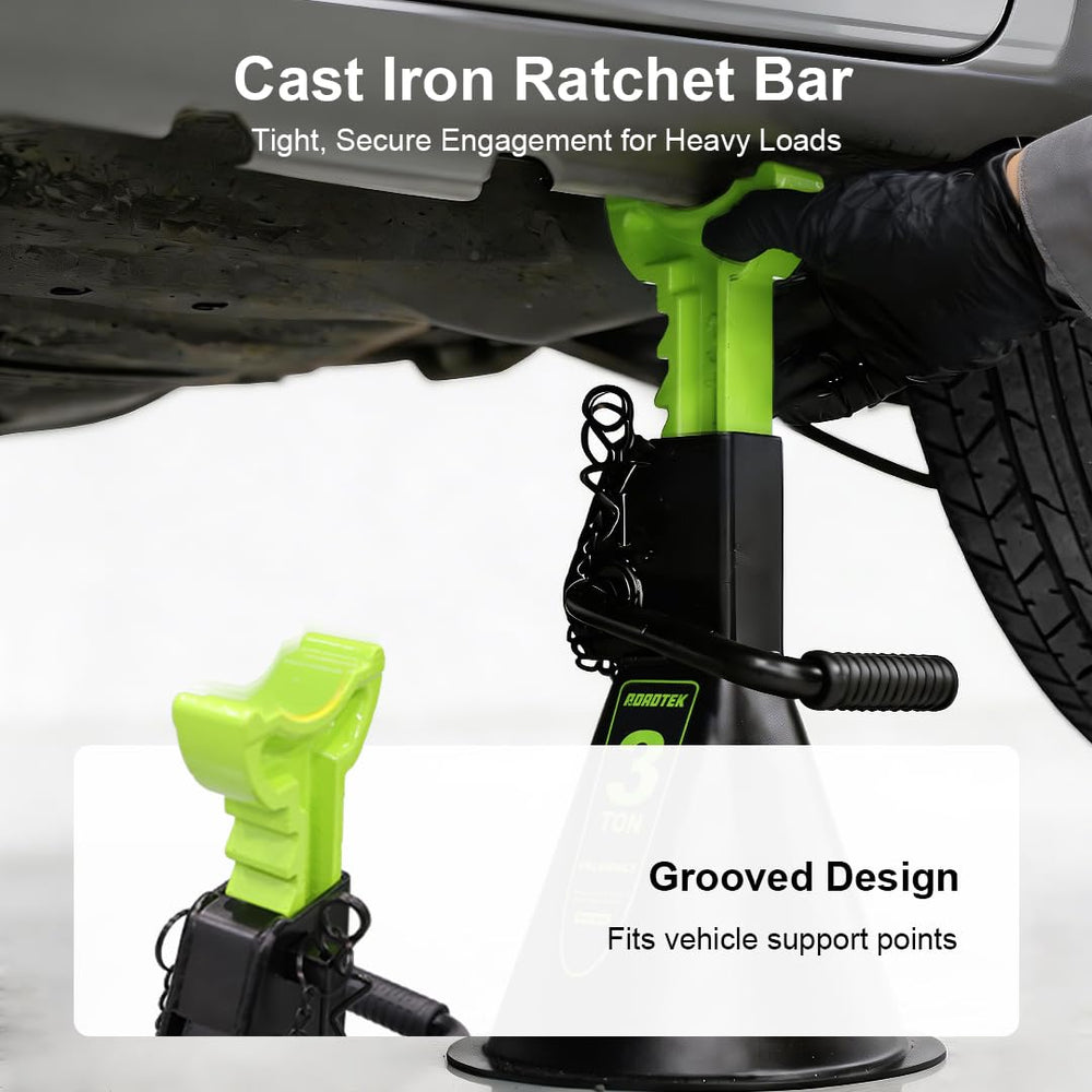 ROADTEK stand next to car tire for size and scale reference