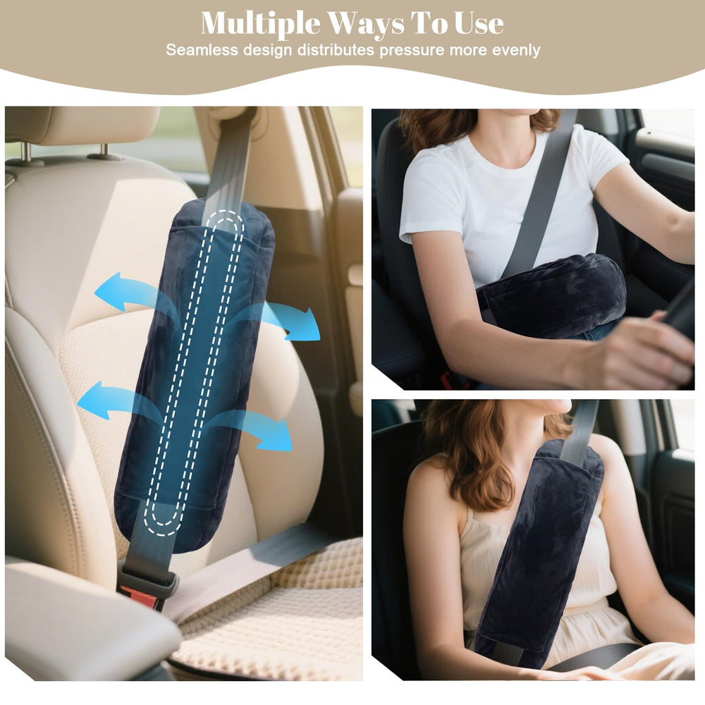RoamReady installed over shoulder belt demonstrating reduced strap irritation