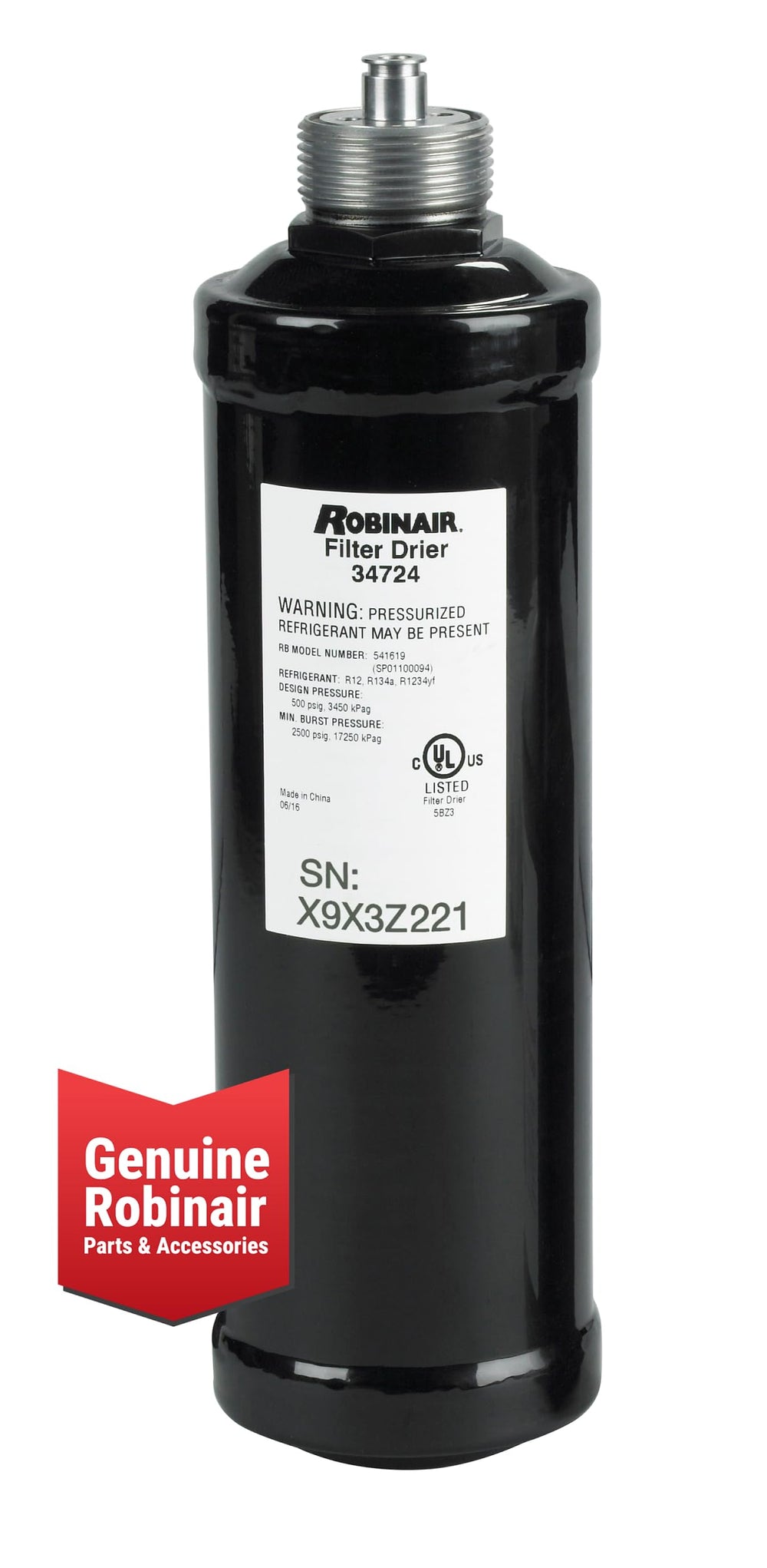 Close-up of Robinair 34724 threads and seal for leak-free OEM fit