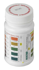 Robinair 75134 bottle front view showing 50 strips and color key for quick coolant checks