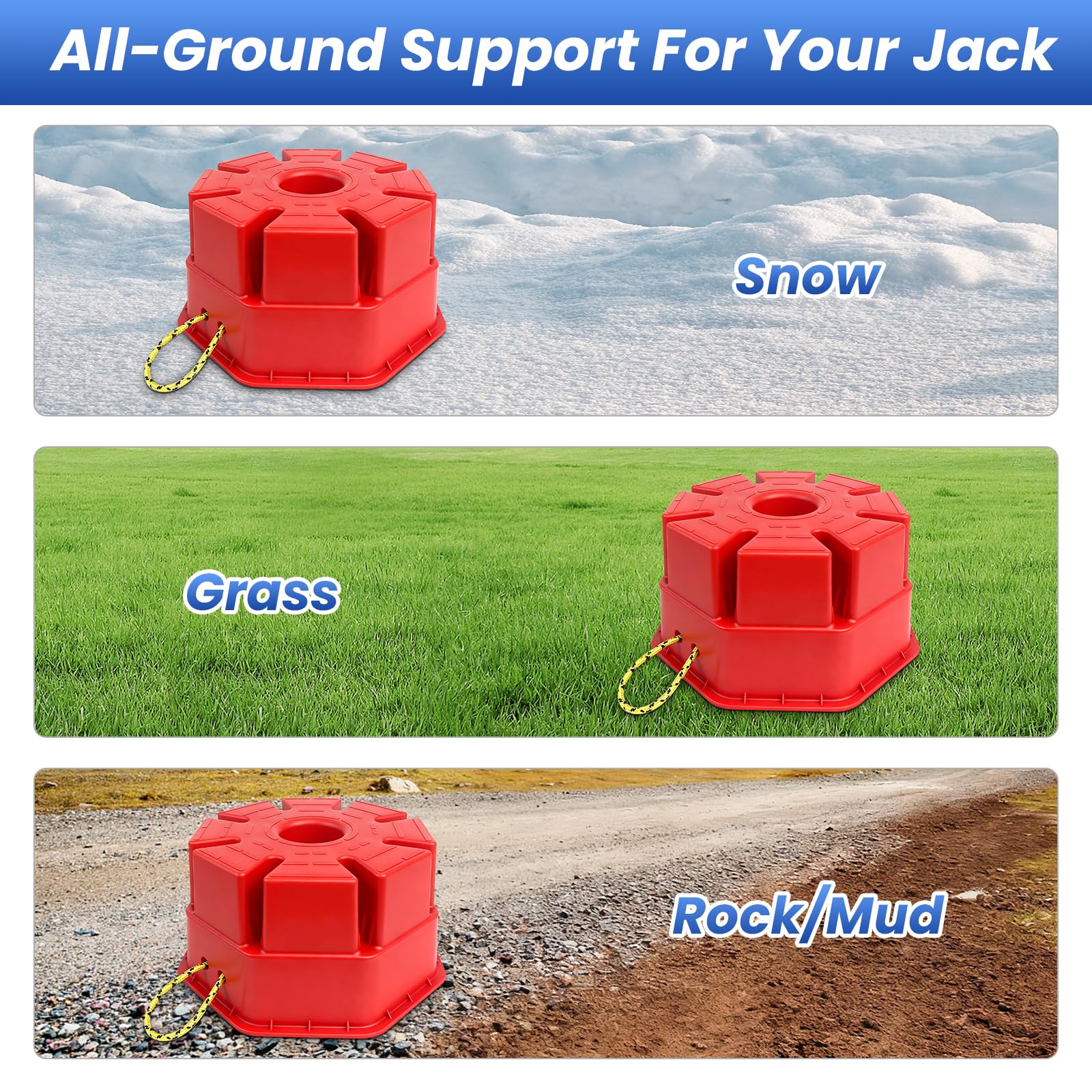 ROBLOCk wide base underside, highlights distribution to prevent sinking