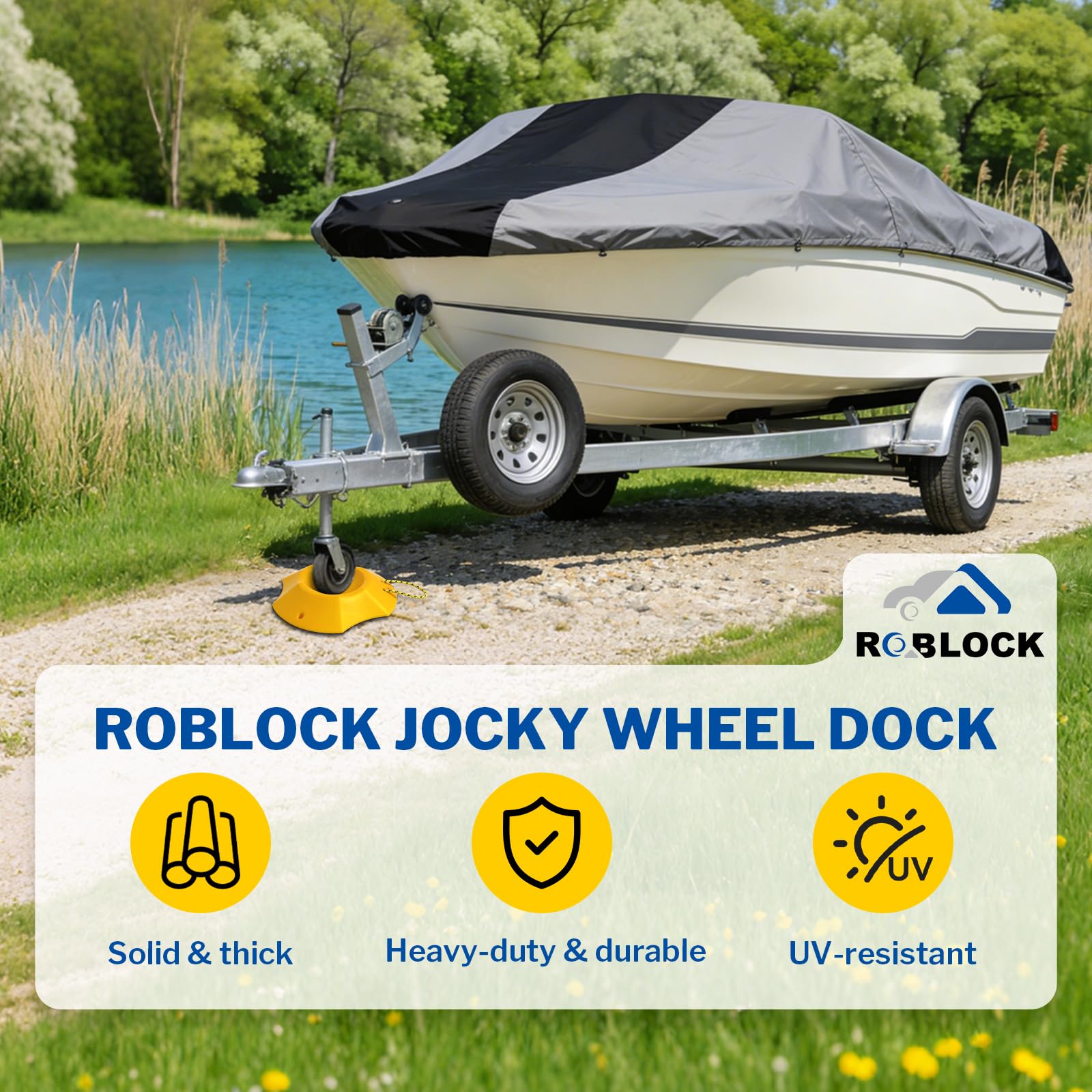 ROBLOck positioned between dual wheels illustrating correct fit and safety