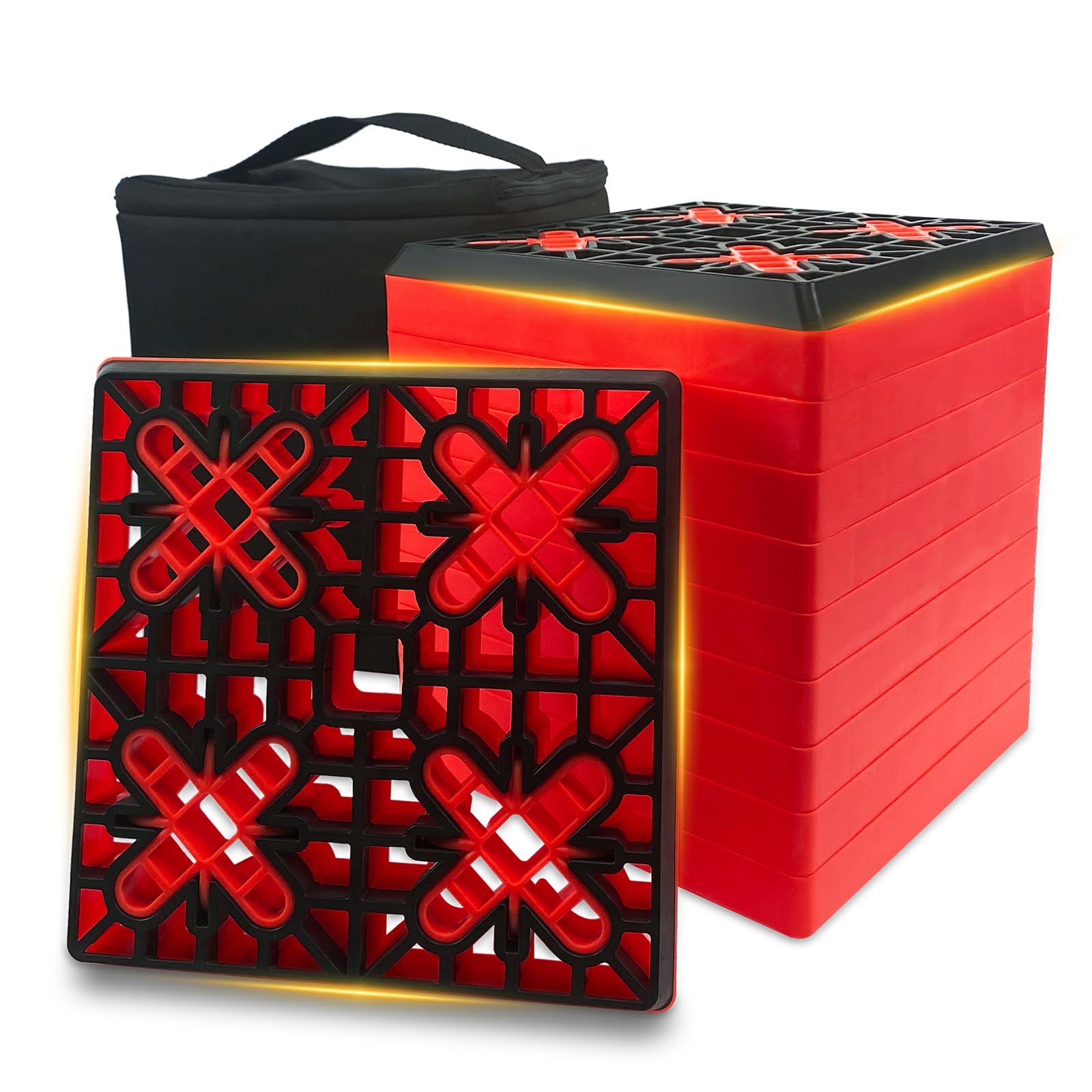 ROBLOCK front view of 12-pack red blocks showing portable benefit