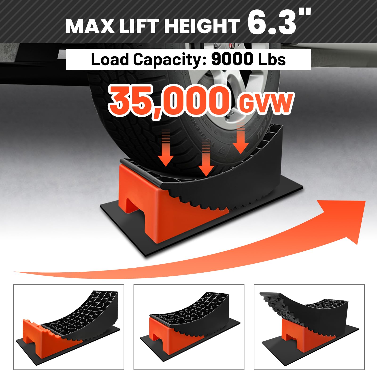 ROBLOK product label showing weight rating and tire compatibility
