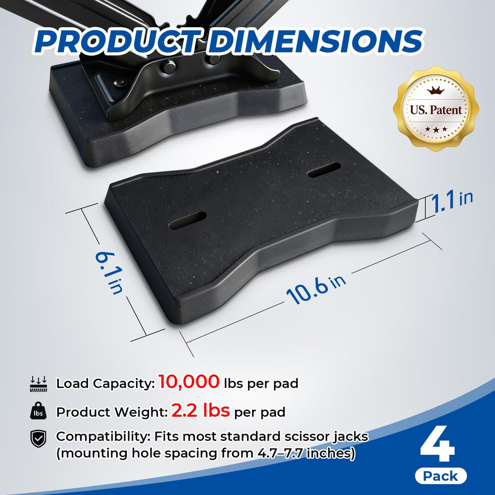 ROBLOck pad bolted to a scissor jack demonstrating easy permanent attachment