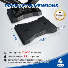 ROBLOck pad bolted to a scissor jack demonstrating easy permanent attachment