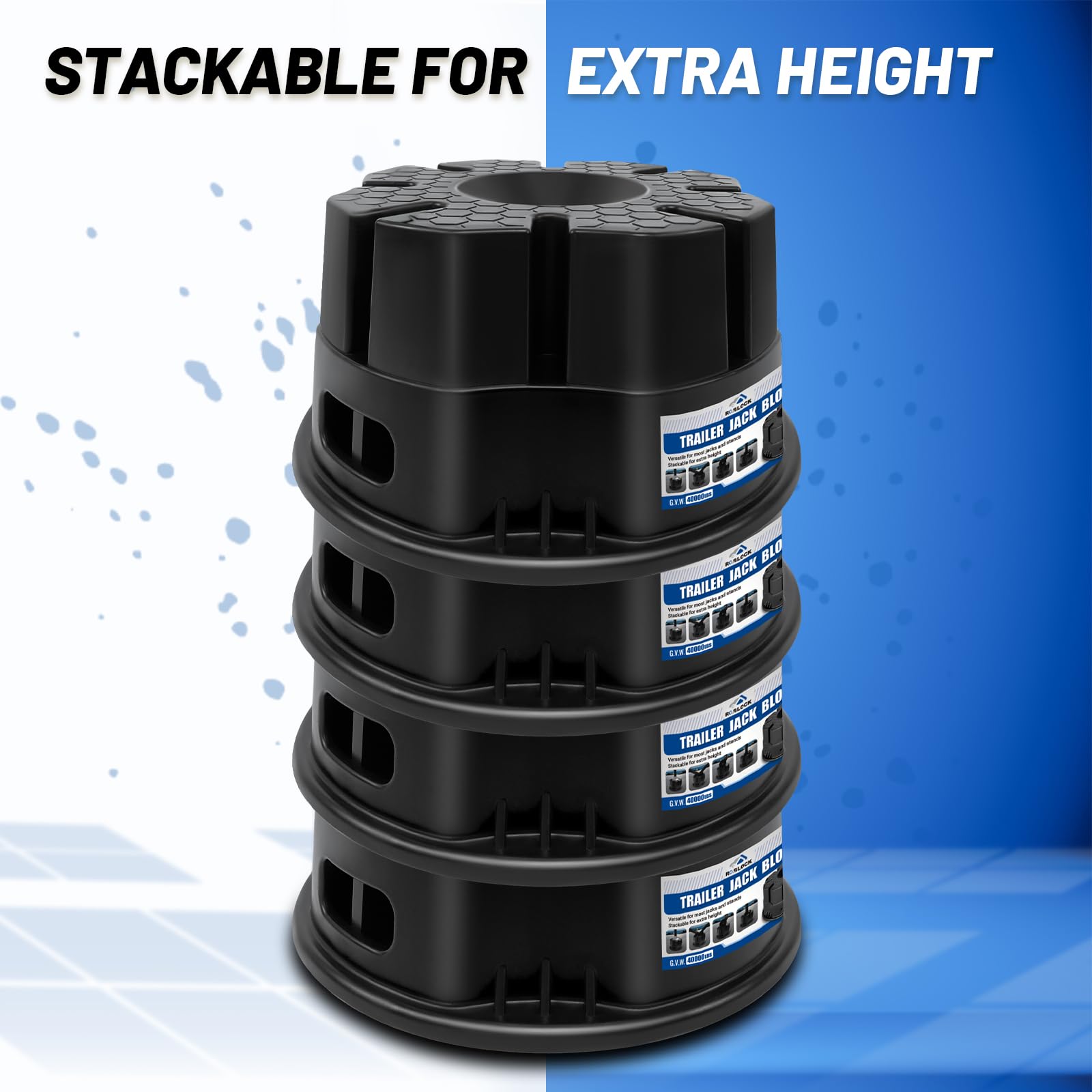 ROBLOCK stacked blocks demonstrating adjustable height and stable base