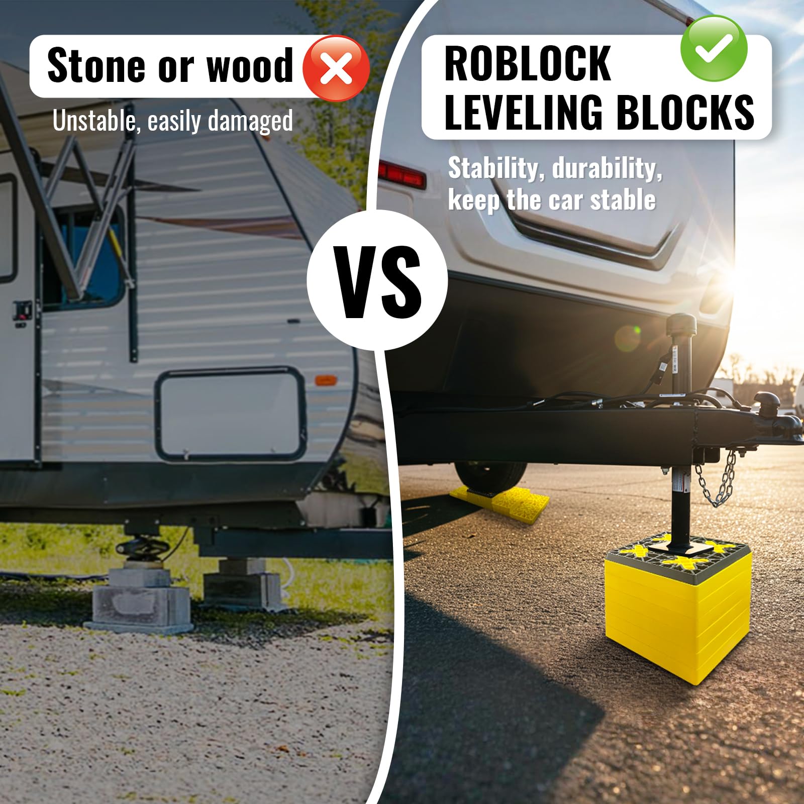 ROBLOCK supporting trailer jack providing stable contact