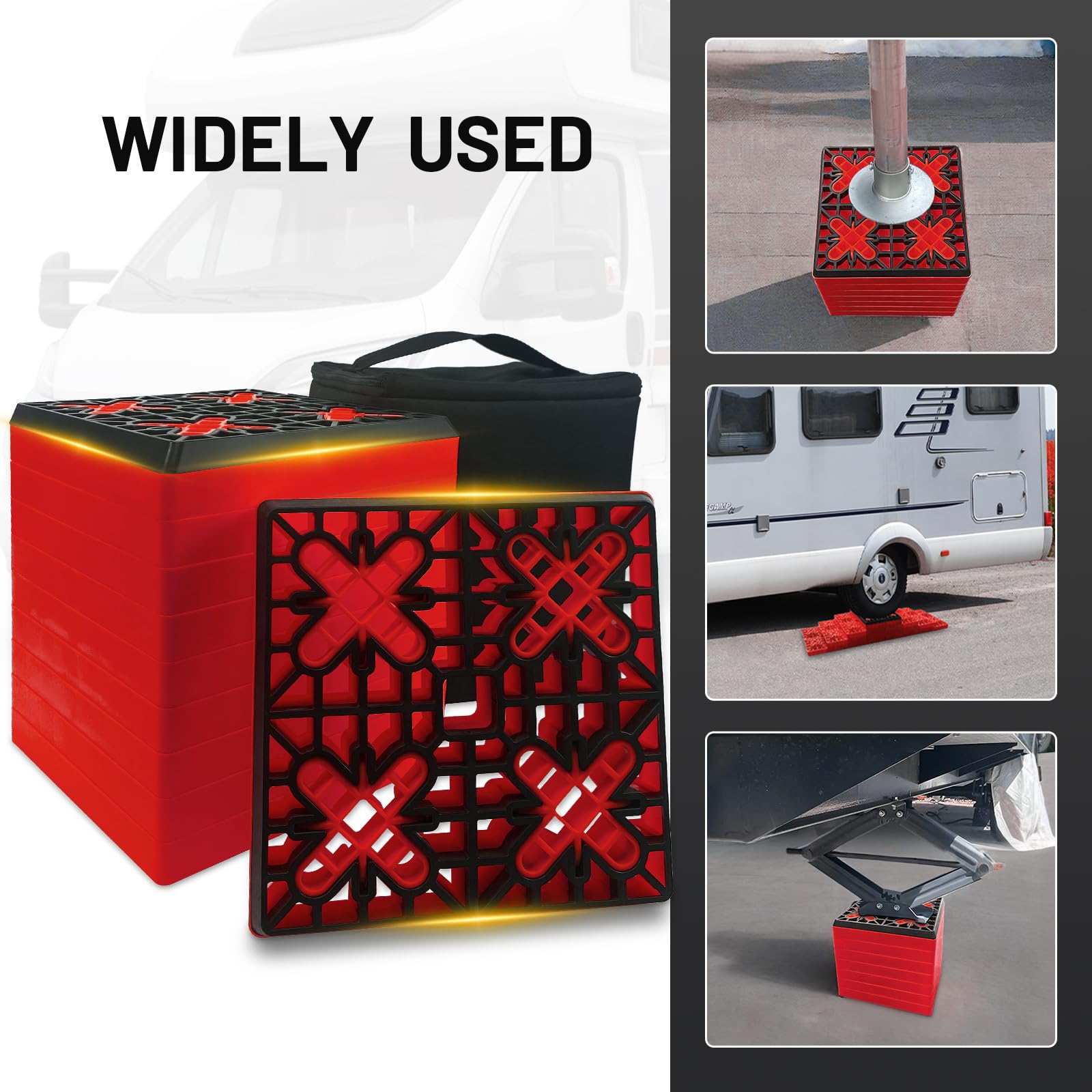 ROBLOCK block under jack supporting weight and improving stability