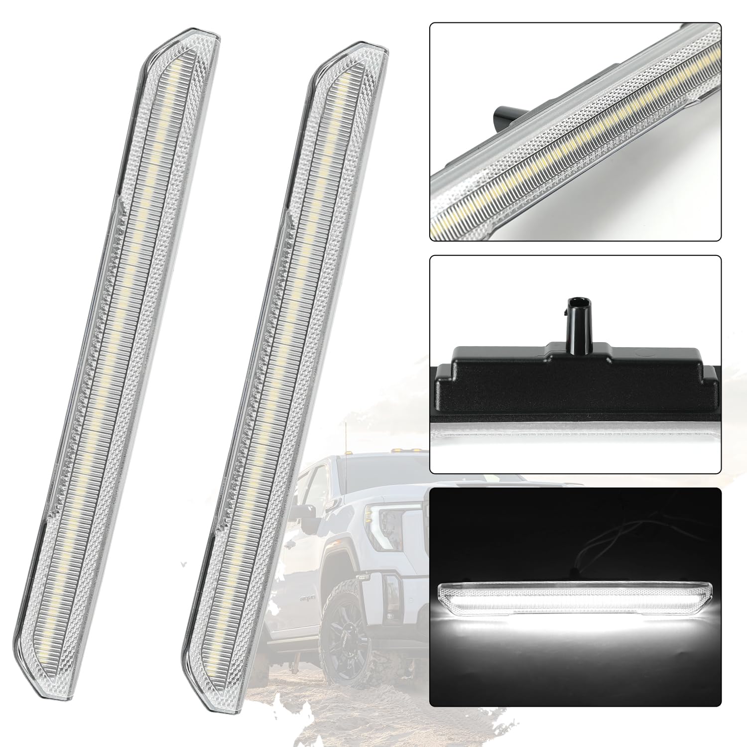 ROCCS front marker installed on GMC Sierra fender for seamless integration
