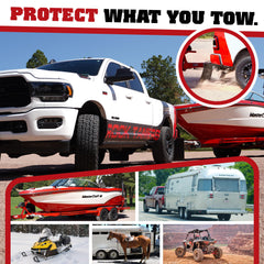 Rock Tamers installed on truck showing splash protection while towing