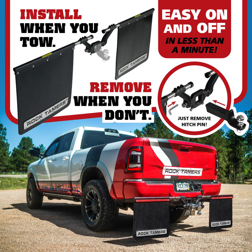 Rock Tamers mudflap material texture showing durable water-shedding benefit