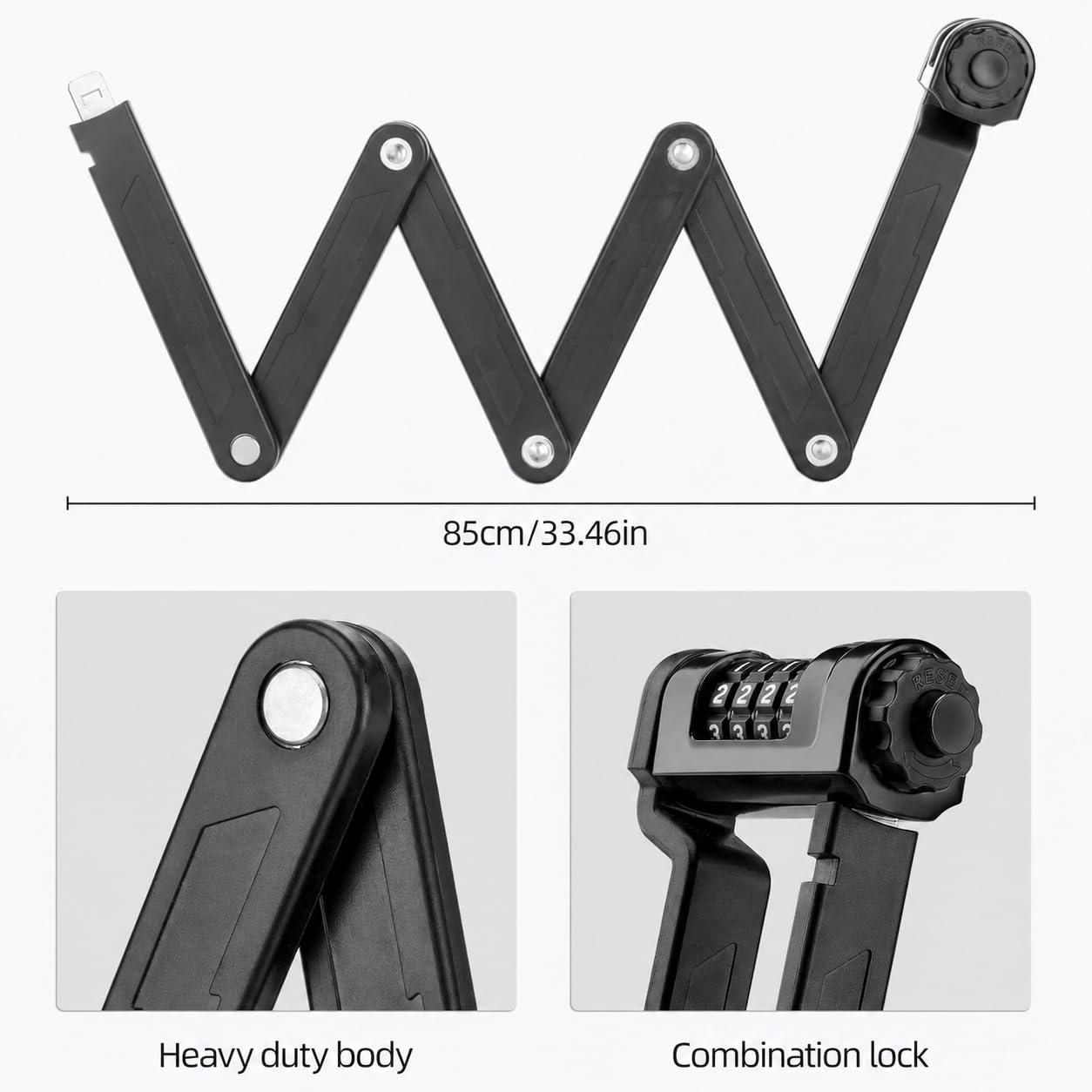 ROCKBROS folded lock mounted on bike frame for easy transport and storage