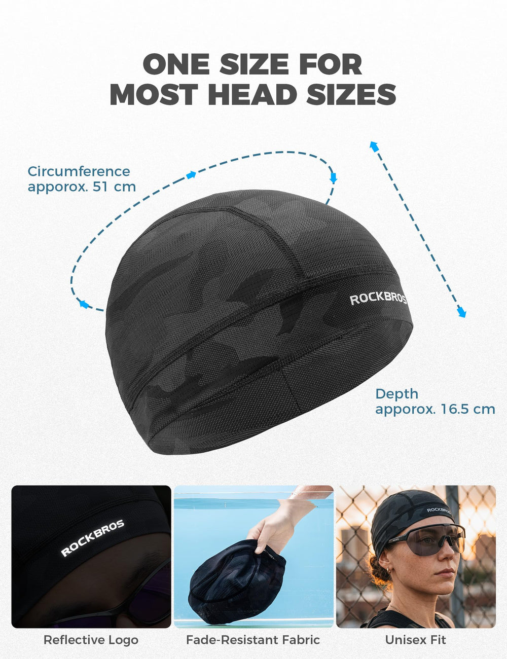 ROCKBROS liner fitted inside a helmet for improved comfort and padding