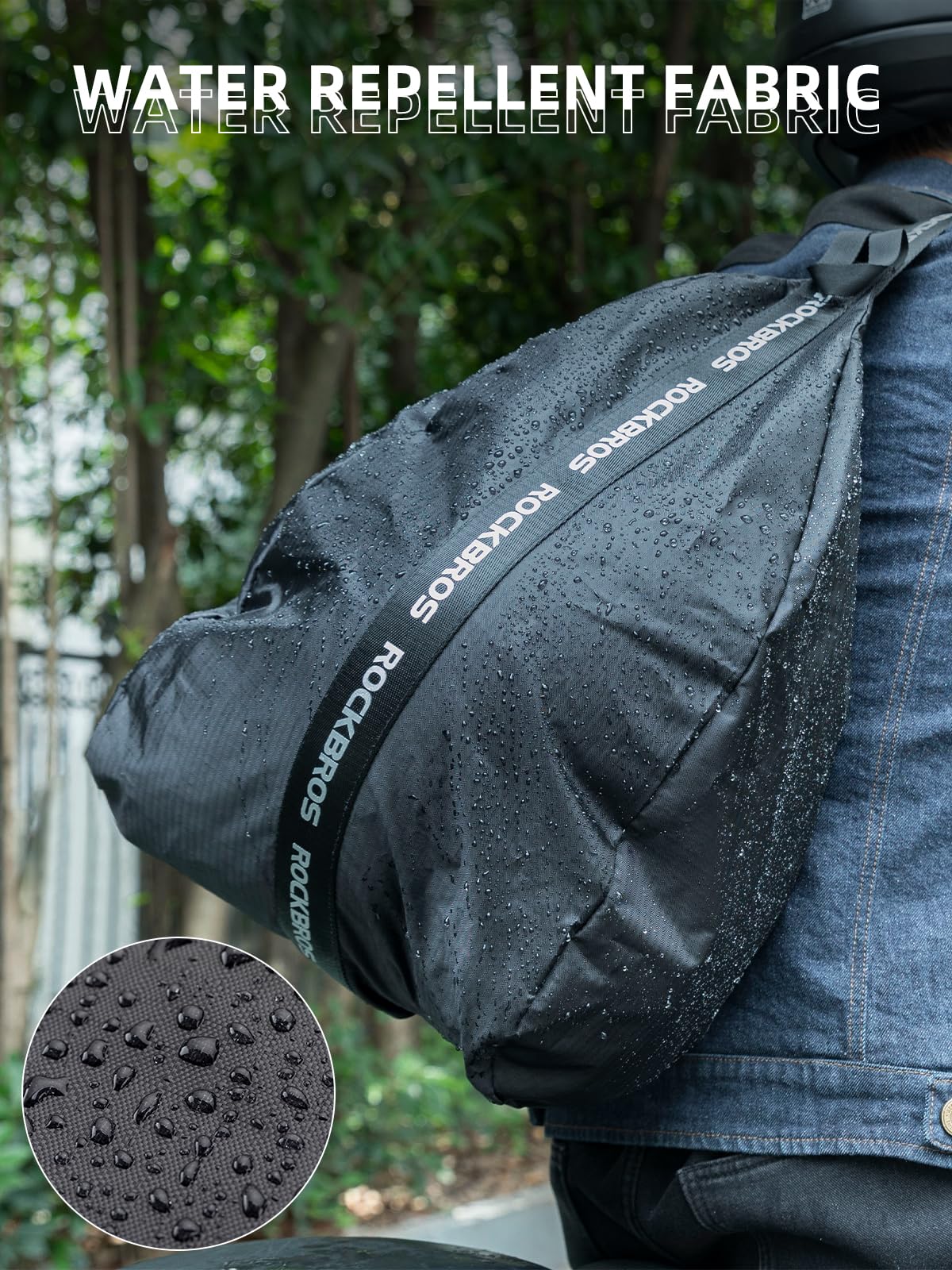 ROCKBROS backpack worn by rider illustrating hands-free transport benefit