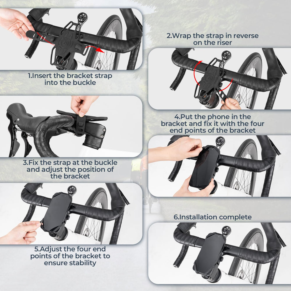 ROCKBROS image of strap wrapped around stem illustrating tool-free fit