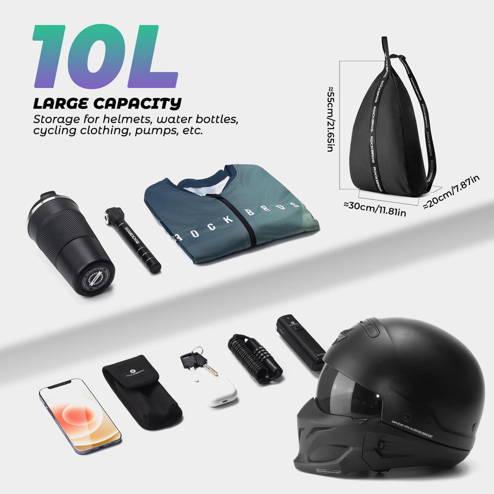 ROCKBROS side view showing reinforced zipper and top carry handle for convenience