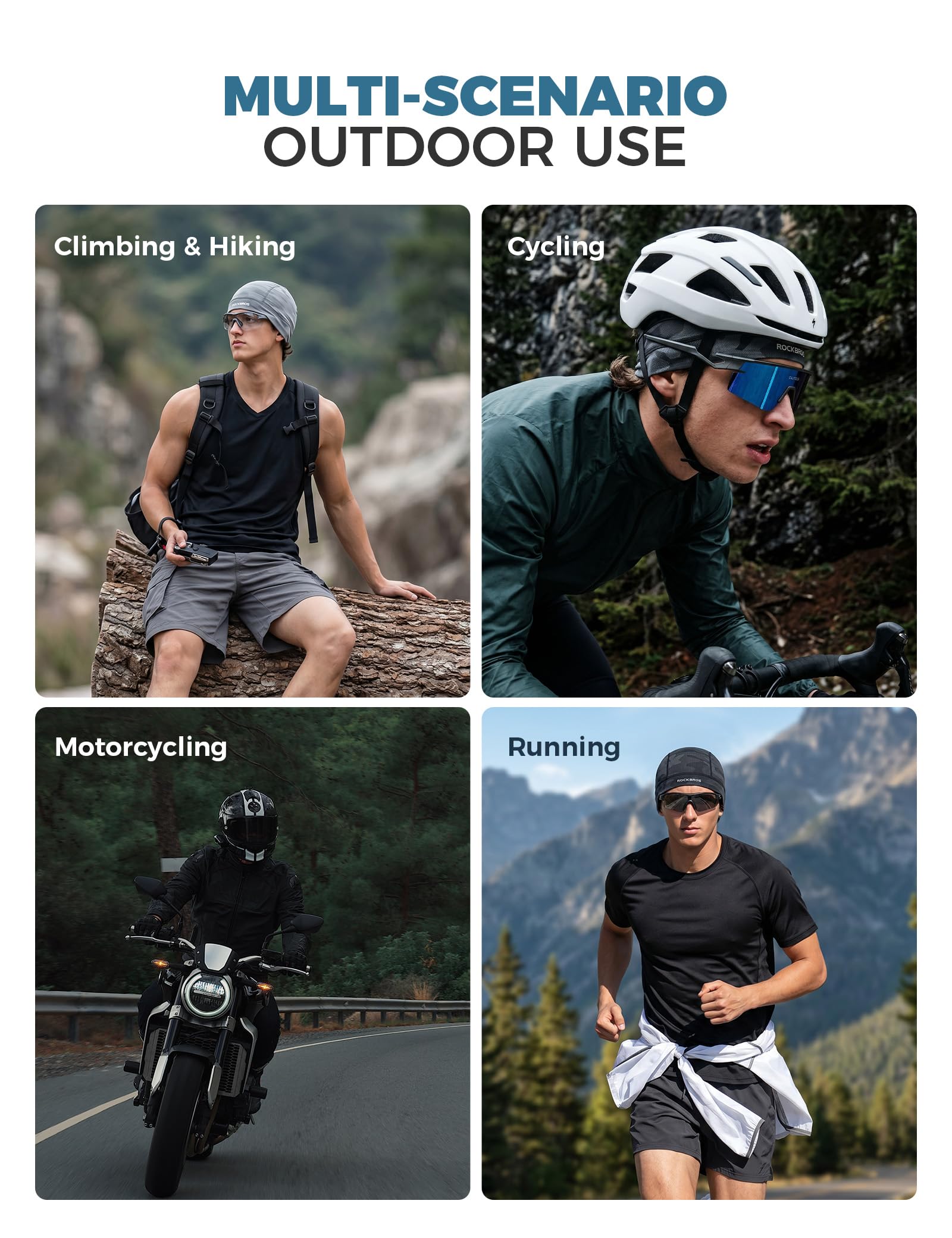 ROCKBROS standalone skull cap worn outdoors for sun protection