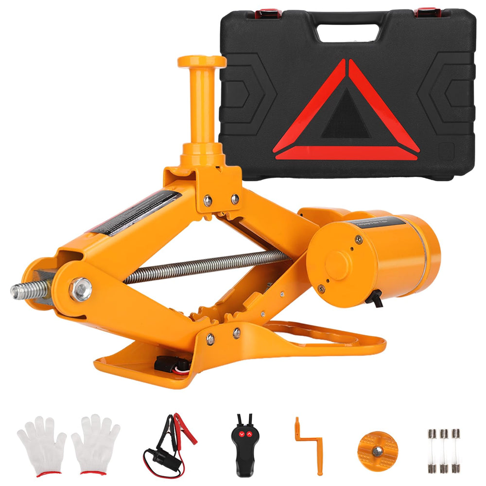ROGTZ electric scissor jack front view showing compact portability and quick lift