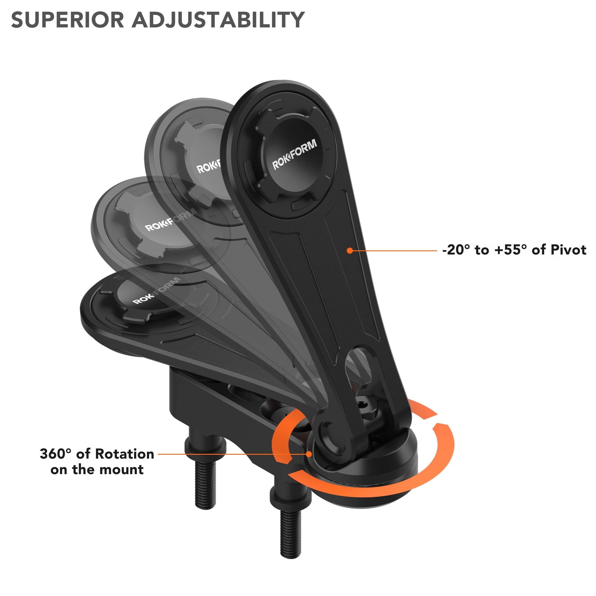 Rokform phone in Rokform case on mount showing solid fit and easy access benefit