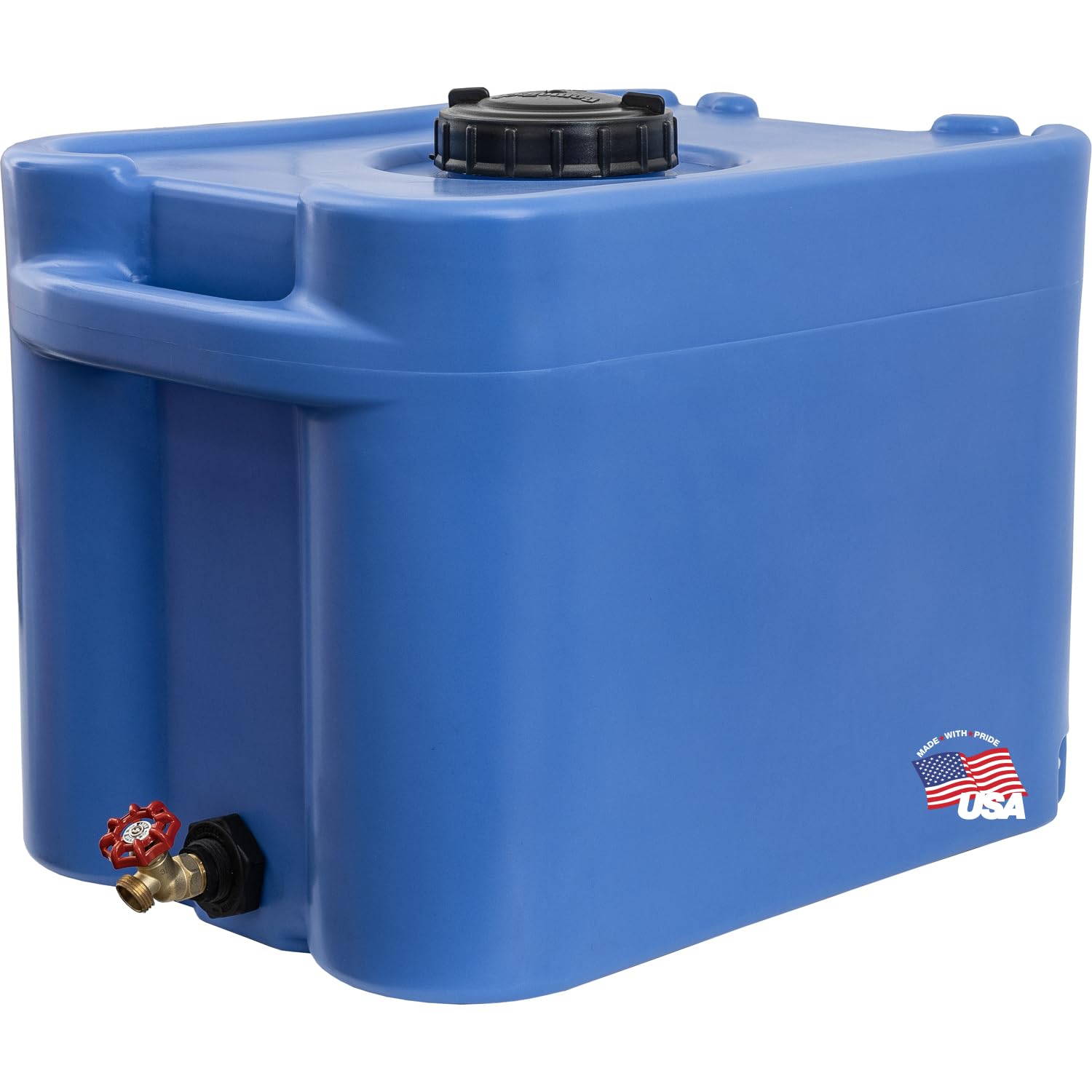 RomoTech front view showing 35 gallon tank and space-saving shape benefit