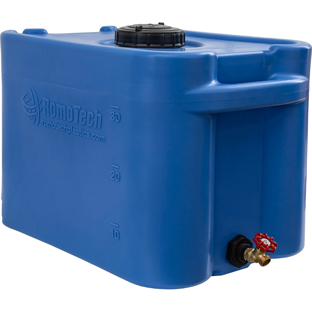 RomoTech two tanks stacked vertically to save floor space and organize supplies