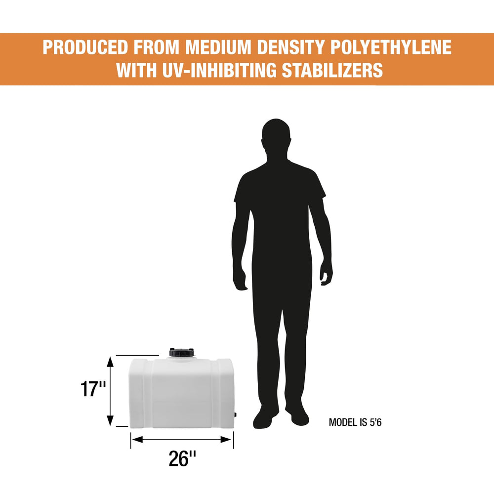 RomoTech beside ruler showing 26 gallon tank size and scale