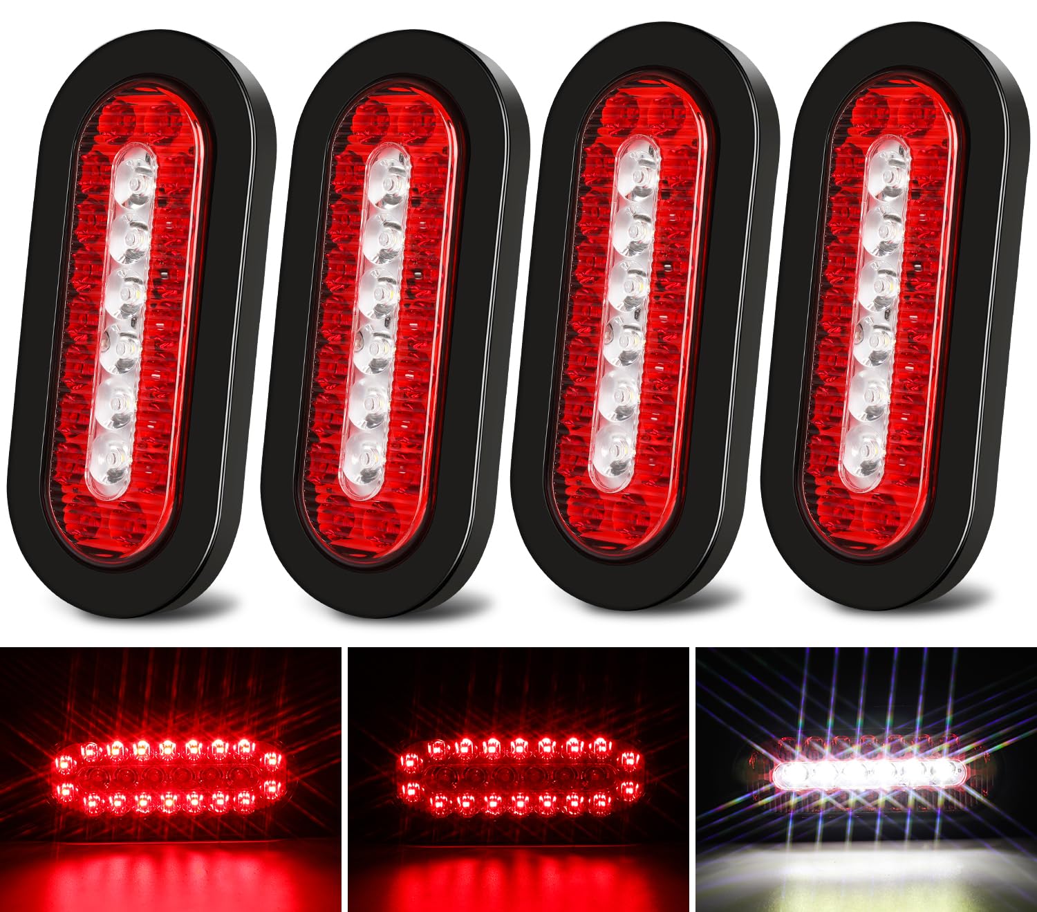 RONSTA front view of 6-inch oval 24-LED light showing clear lens and bright signaling benefit