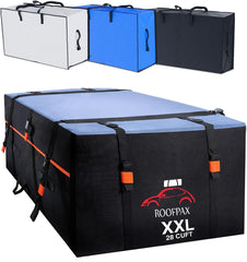 RoofPax front view on car showing secure rooftop storage and extra space