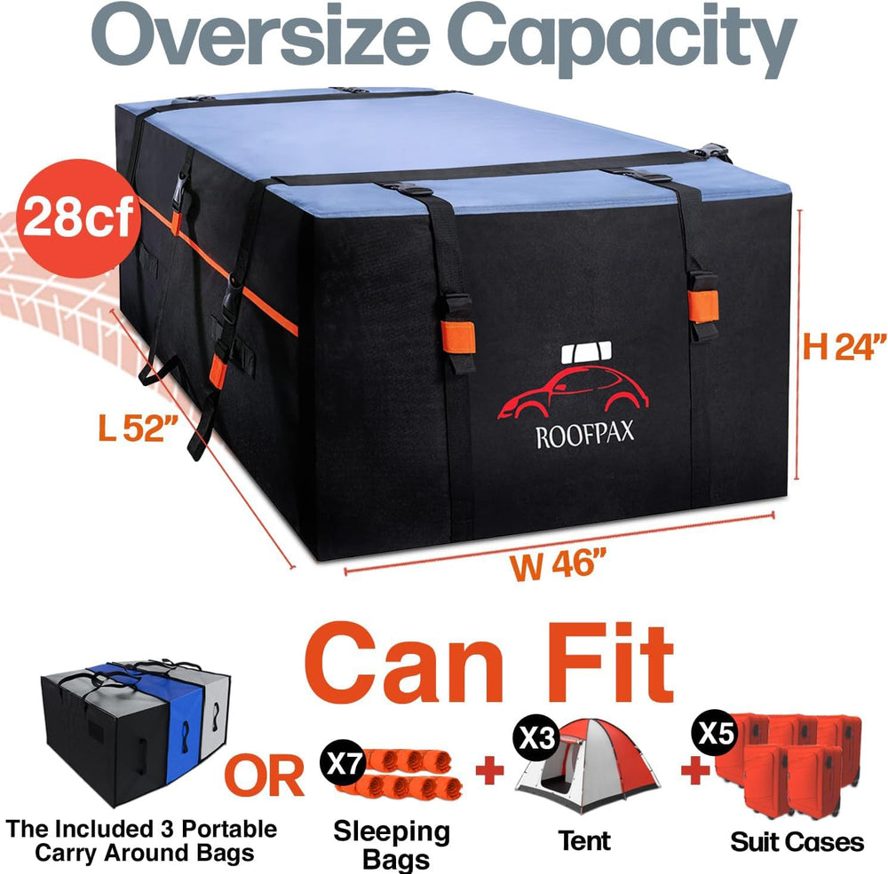 RoofPax folded in storage bag with combination lock for easy transport