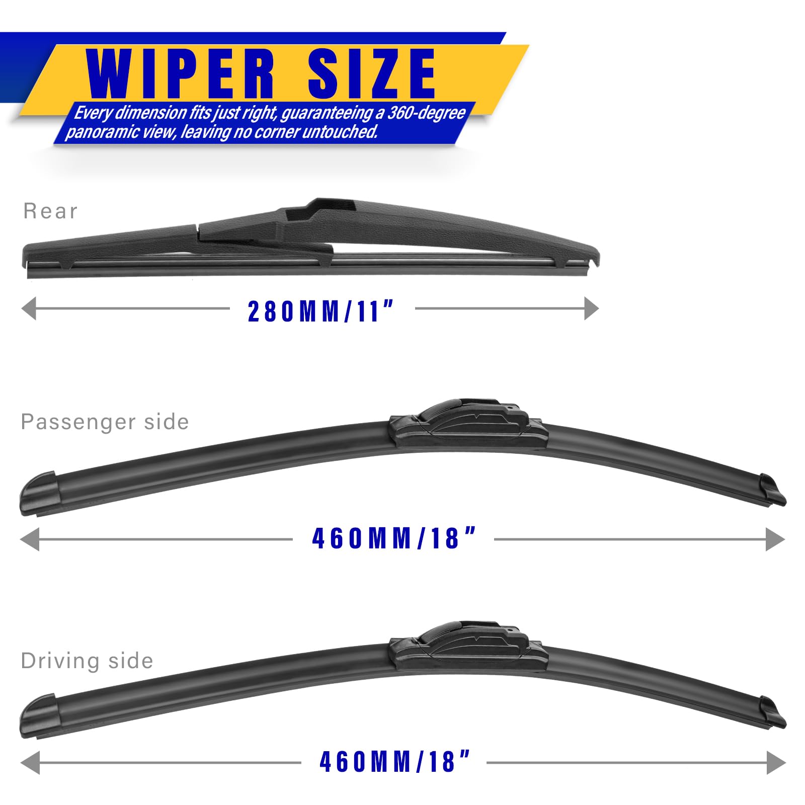 Rooppa 18-inch blade rubber edge close-up showing smooth wipe performance