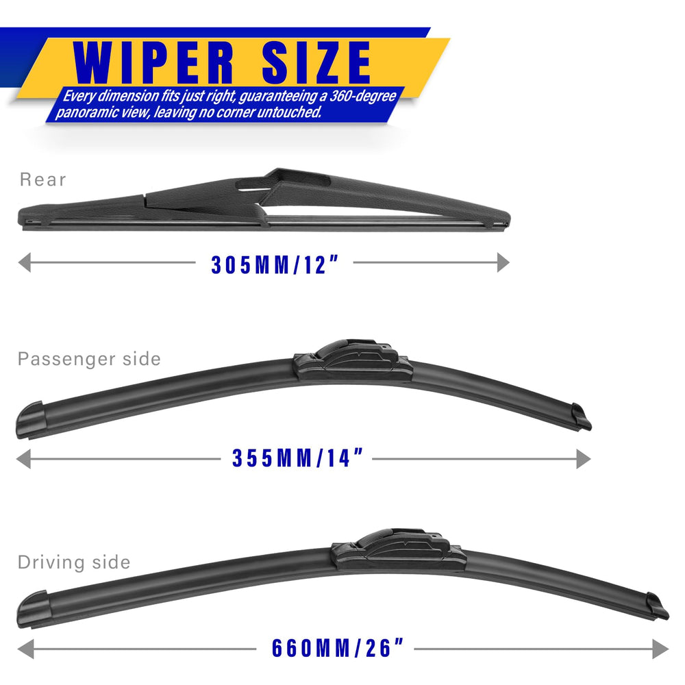 Rooppa blades 26, 14, 12 inches labeled for correct replacement