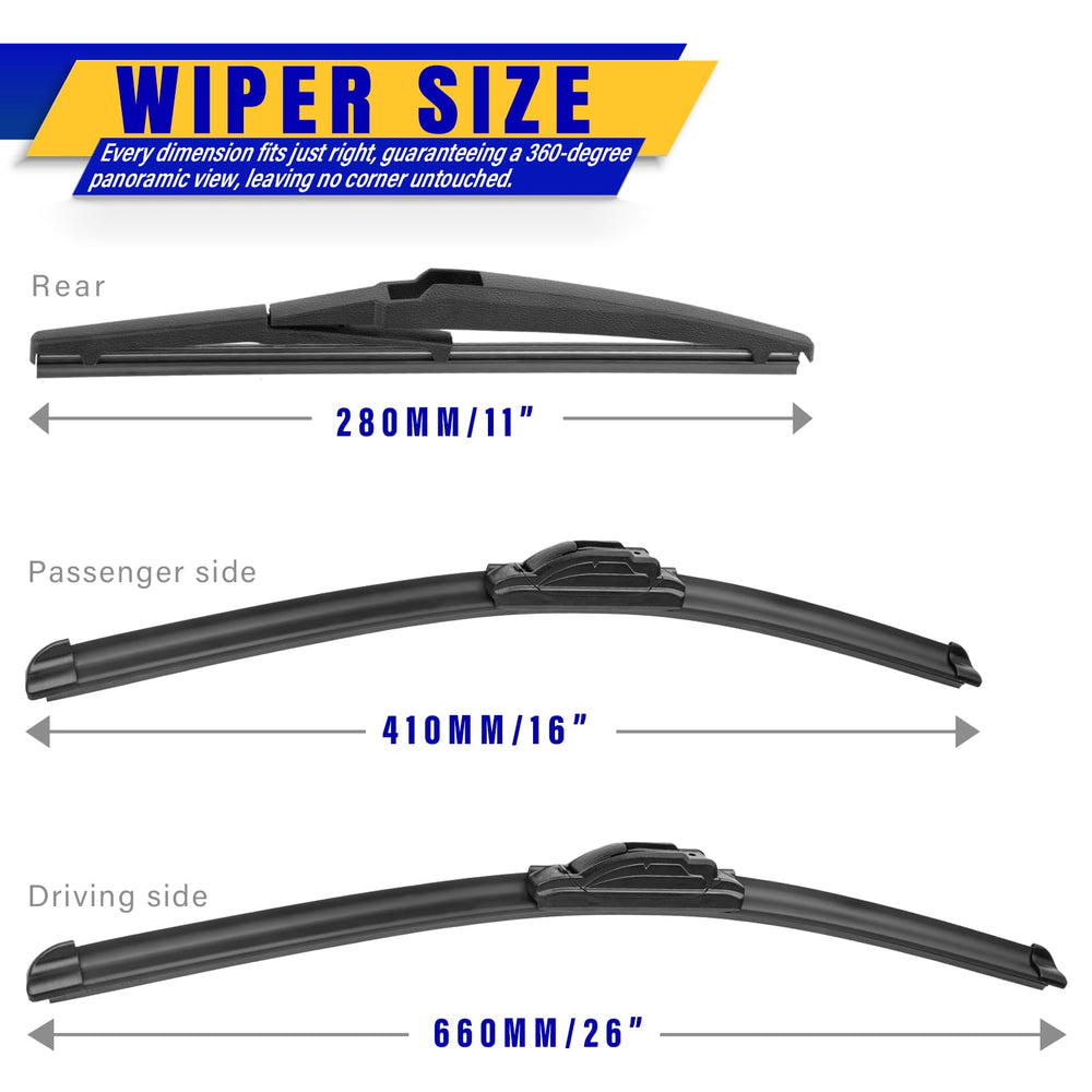 Rooppa 26-inch driver blade closeup showing durable design for improved visibility