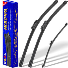 Rooppa front packaging for BMW X3 X4 showing complete blade set and fitment benefits