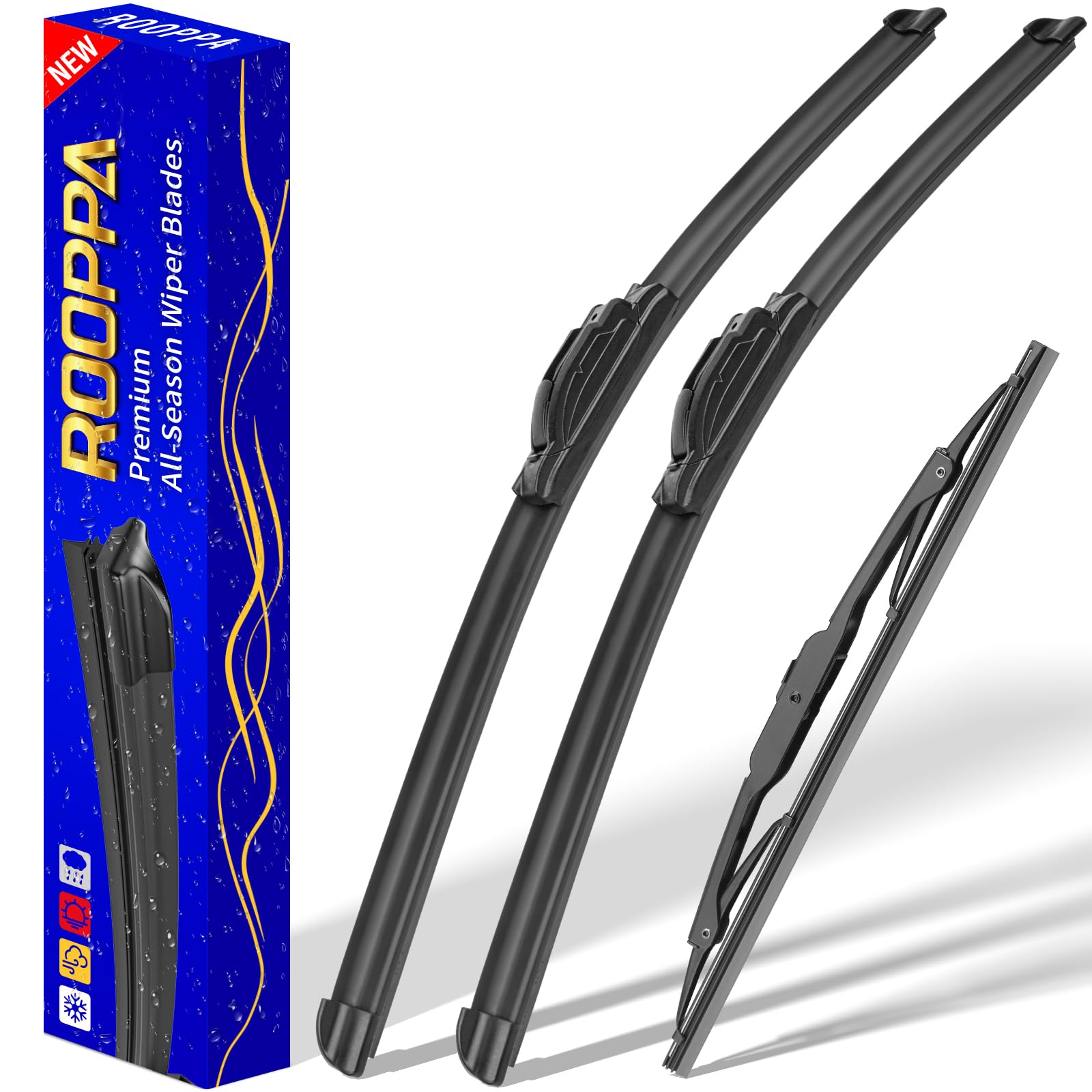 Rooppa front packaging showing Traverse-fit wipers and clear fit benefit
