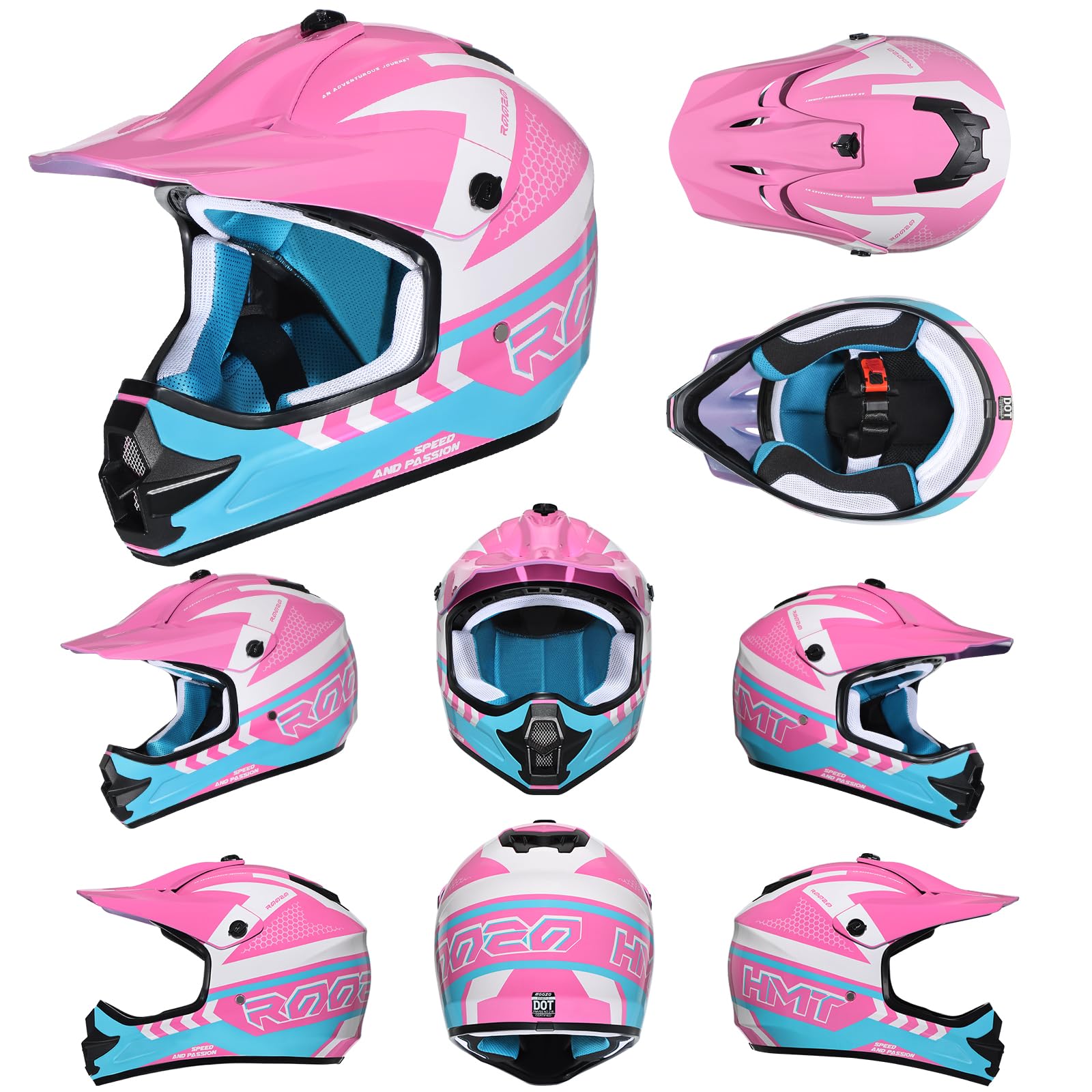 ROOZO helmet on headform showing size scale and fit options