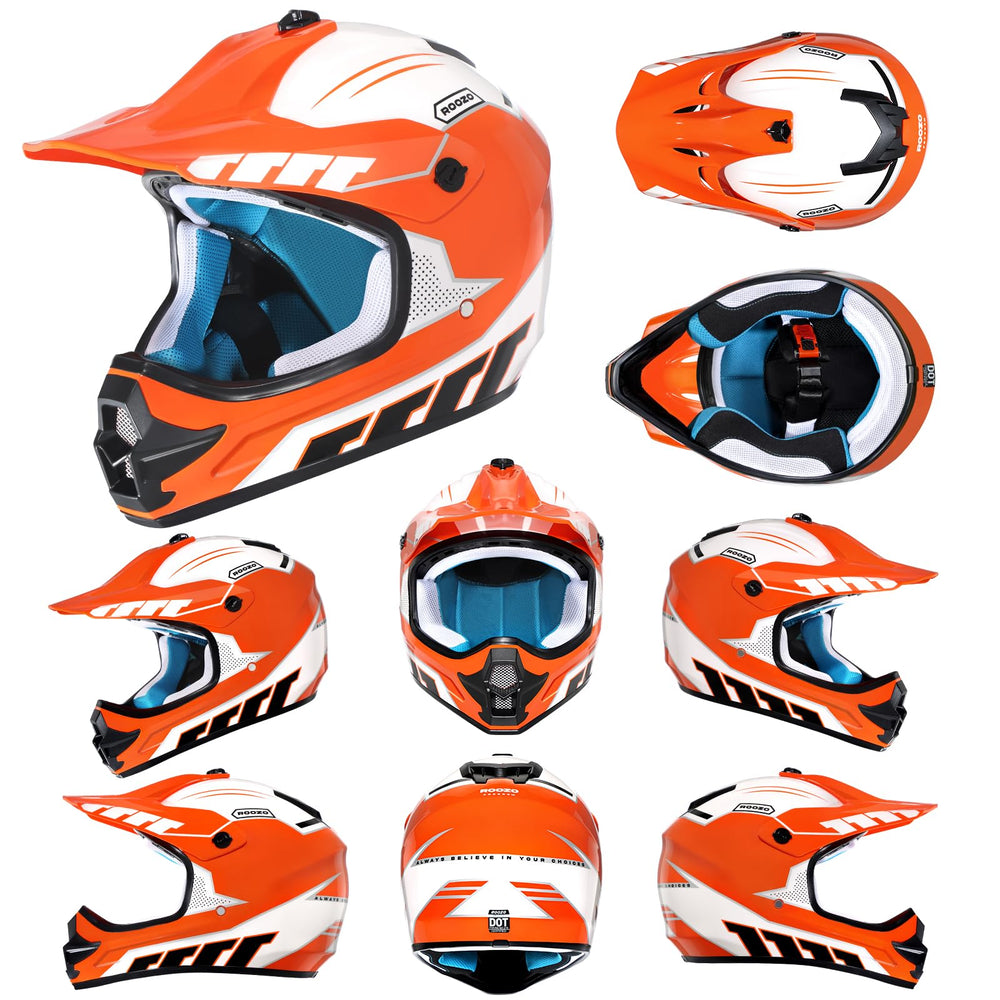 ROOZO helmet beside ruler showing available sizes for correct fit