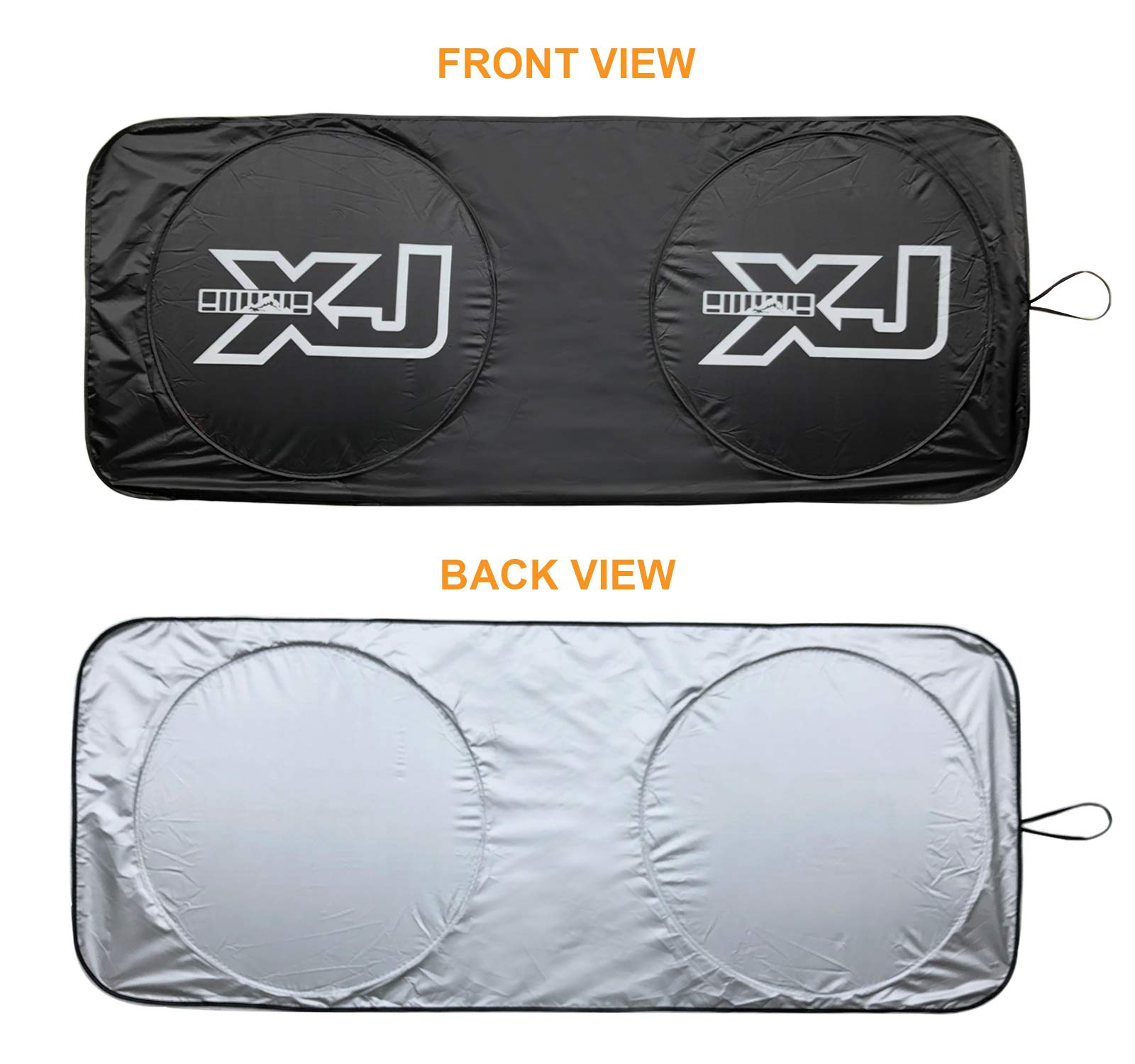 Rorex sunshade beside steering wheel for clear size and scale reference
