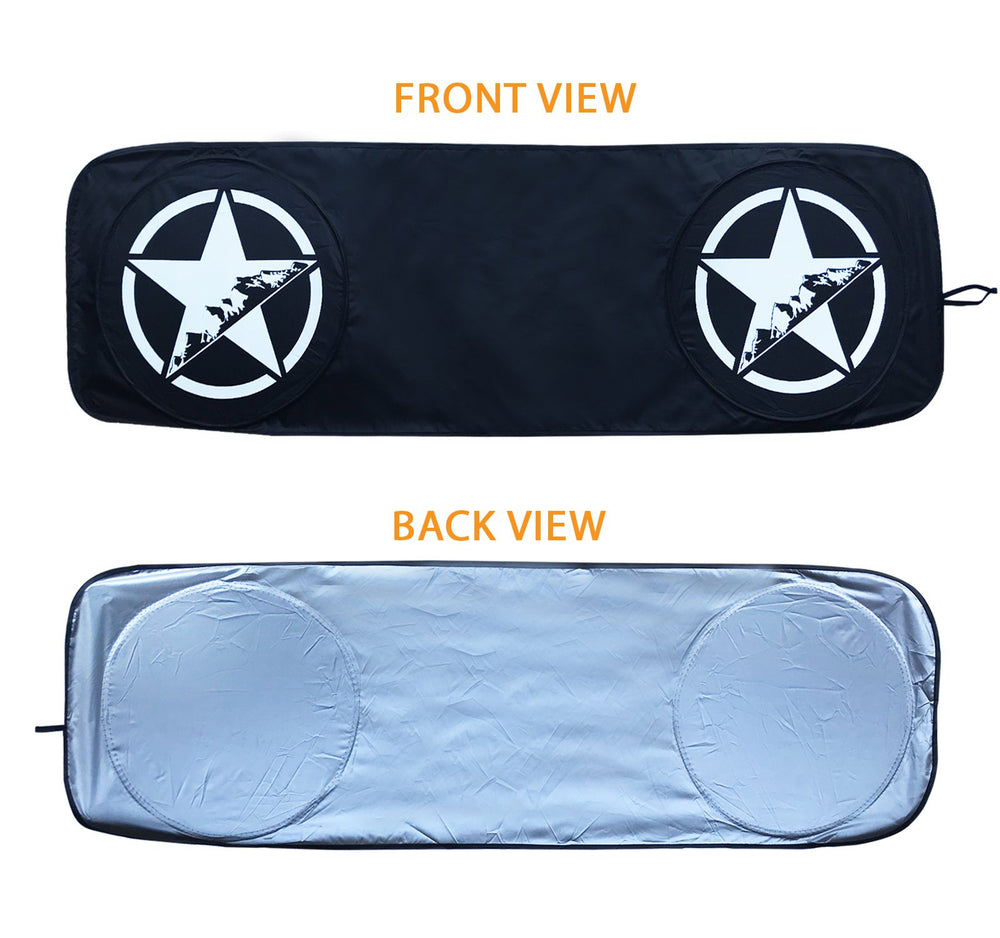 Rorex sunshade beside hand for scale, compact foldable design shown