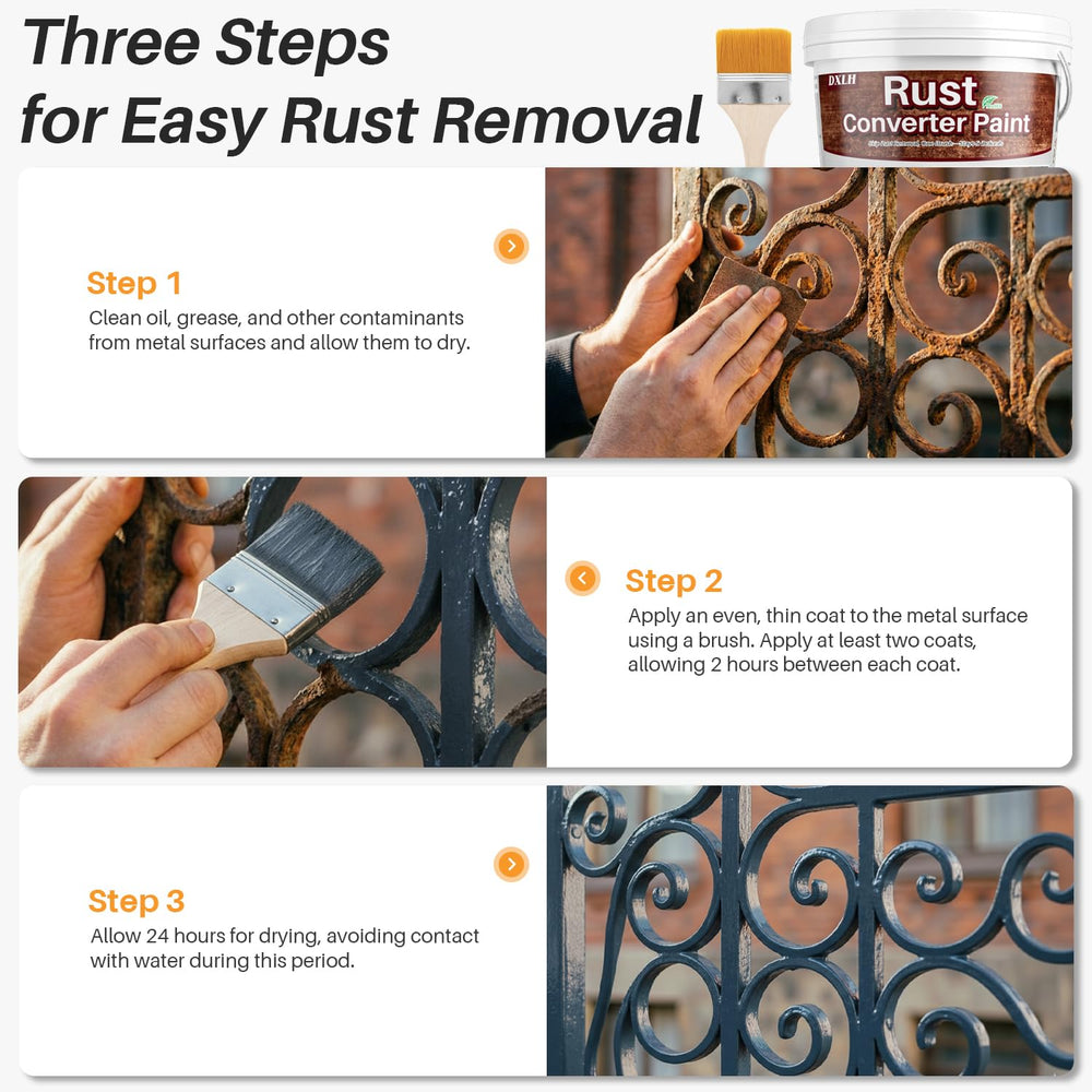 Rosemeek before and after fence restoration illustrating visible rust elimination benefit